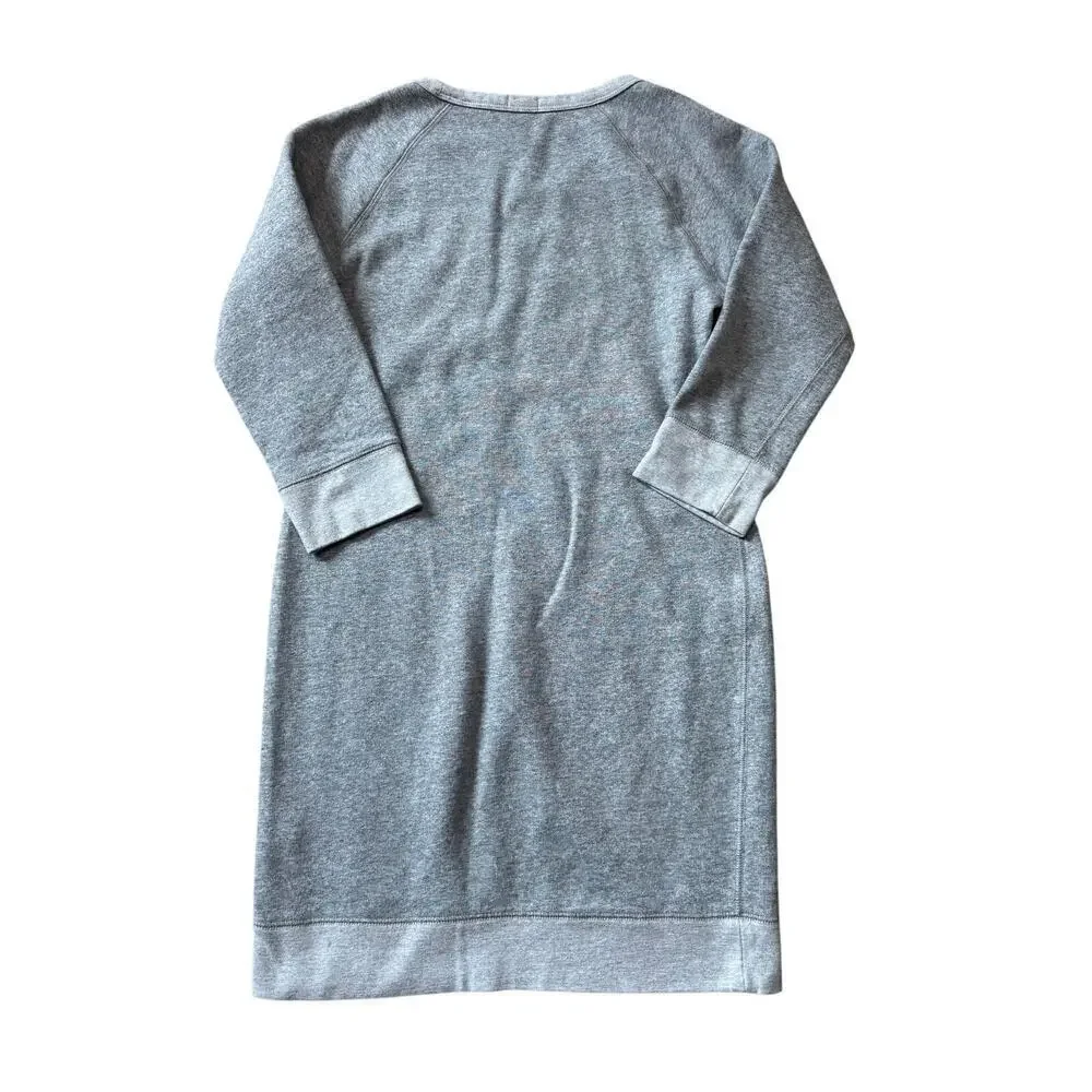 J. CREW Gray  Sweatshirt dress size Women's Med; Soft & Cozy!  3/4 sleeves